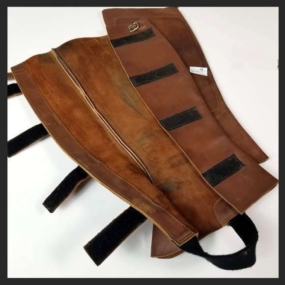 63.10 Leather Half Chaps English/Polo - Picture 1 of 12